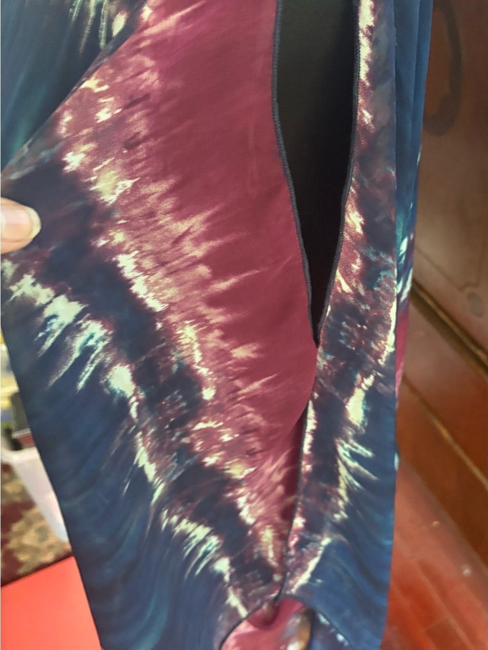 Vintage Havana Tie-Dye Long Sleeve Blouse - Navy & Burgundy - Picture 4 of 6
